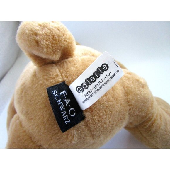 F.A.O. Schwarz Plush Stuffed Brown Sitting Teddy Bear Ribbon Black Hat Red Logo - Picture 9 of 13
